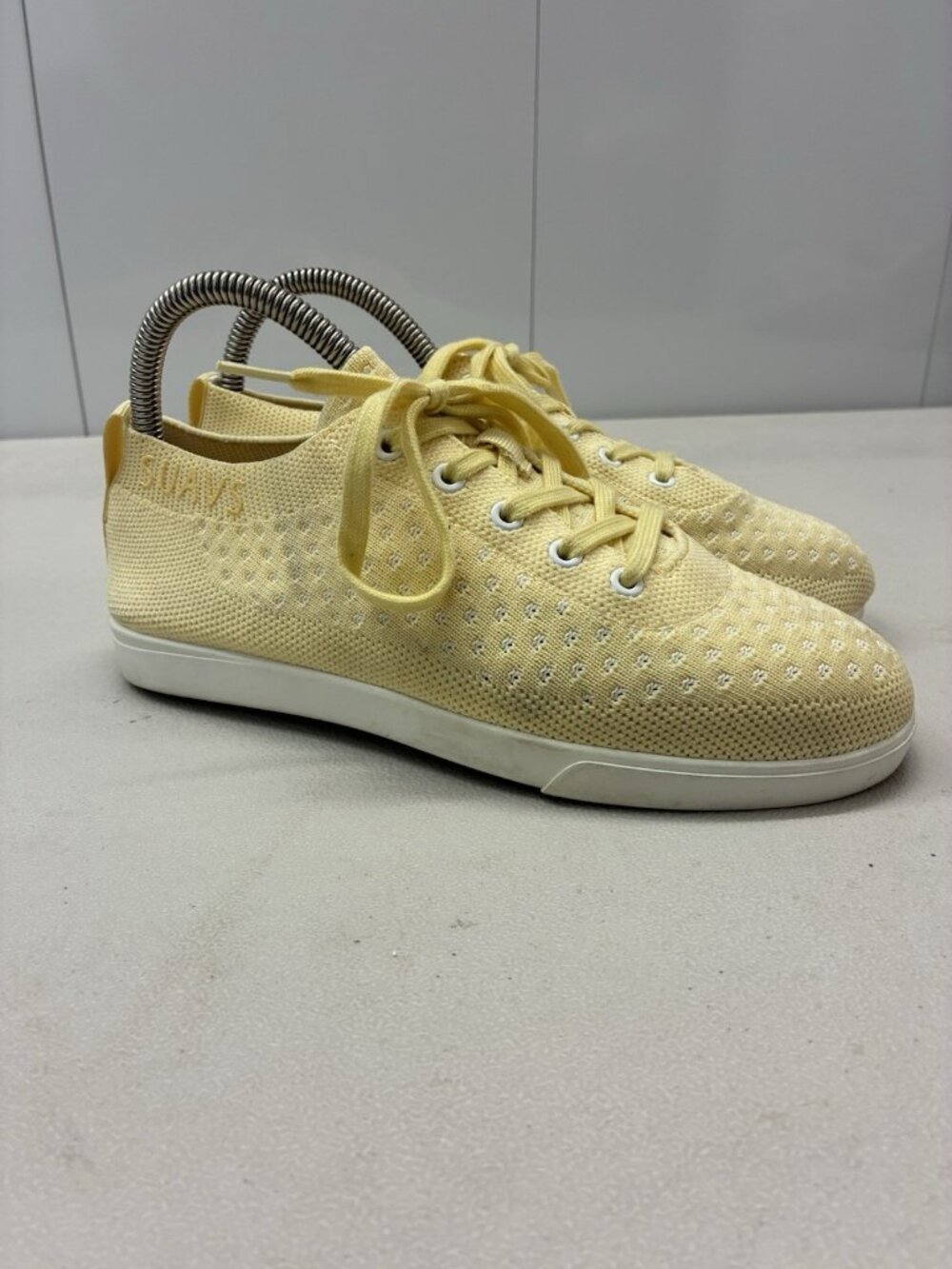 Suavs Zilker Shoes M‎ 5 W 7 Yellow Knit Comfort Casaul Lace Up Sneakers